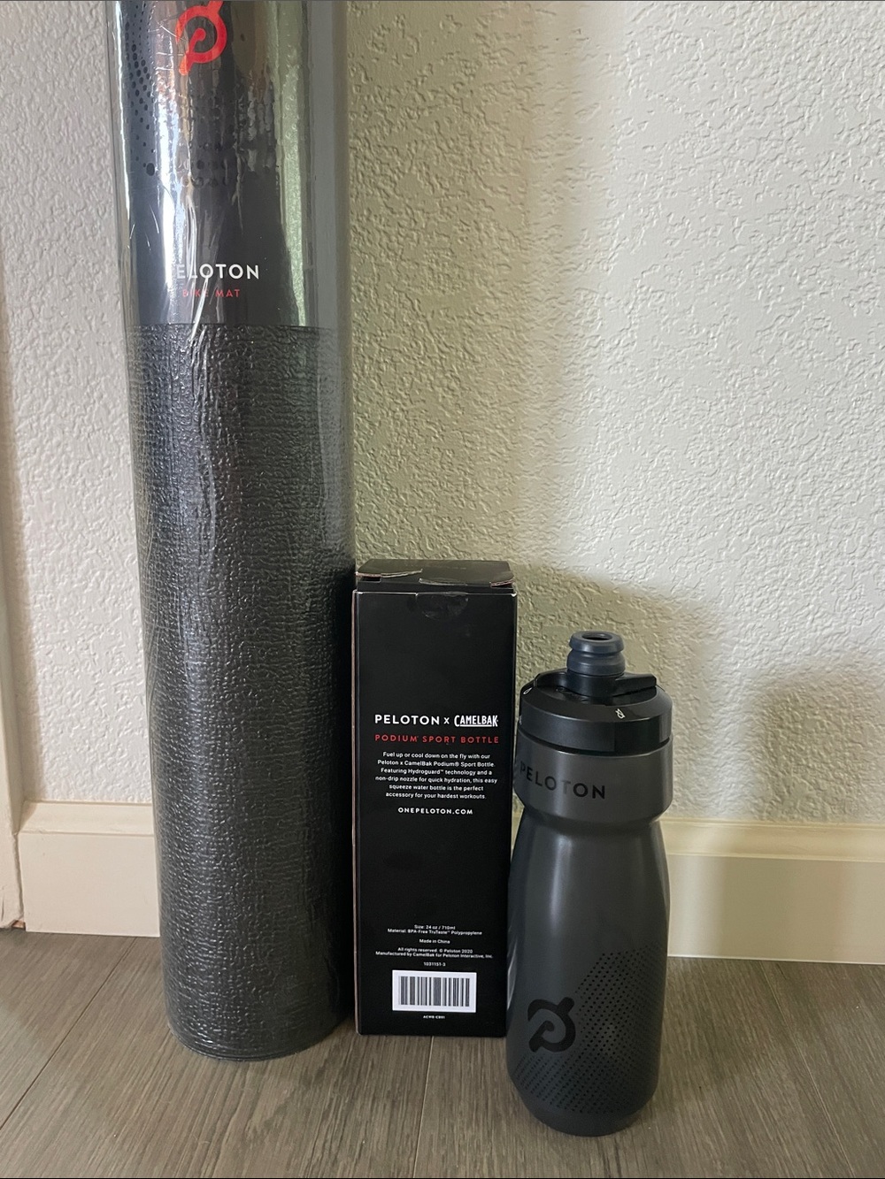 Peloton Bike Mat and NIB Podium Sport Bottle Bundle